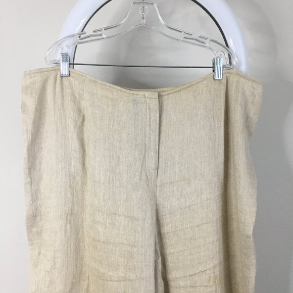 EILEEN FISHER Beige Italian Linen Cotton Blend Textured Pant - Picture 4 of 16